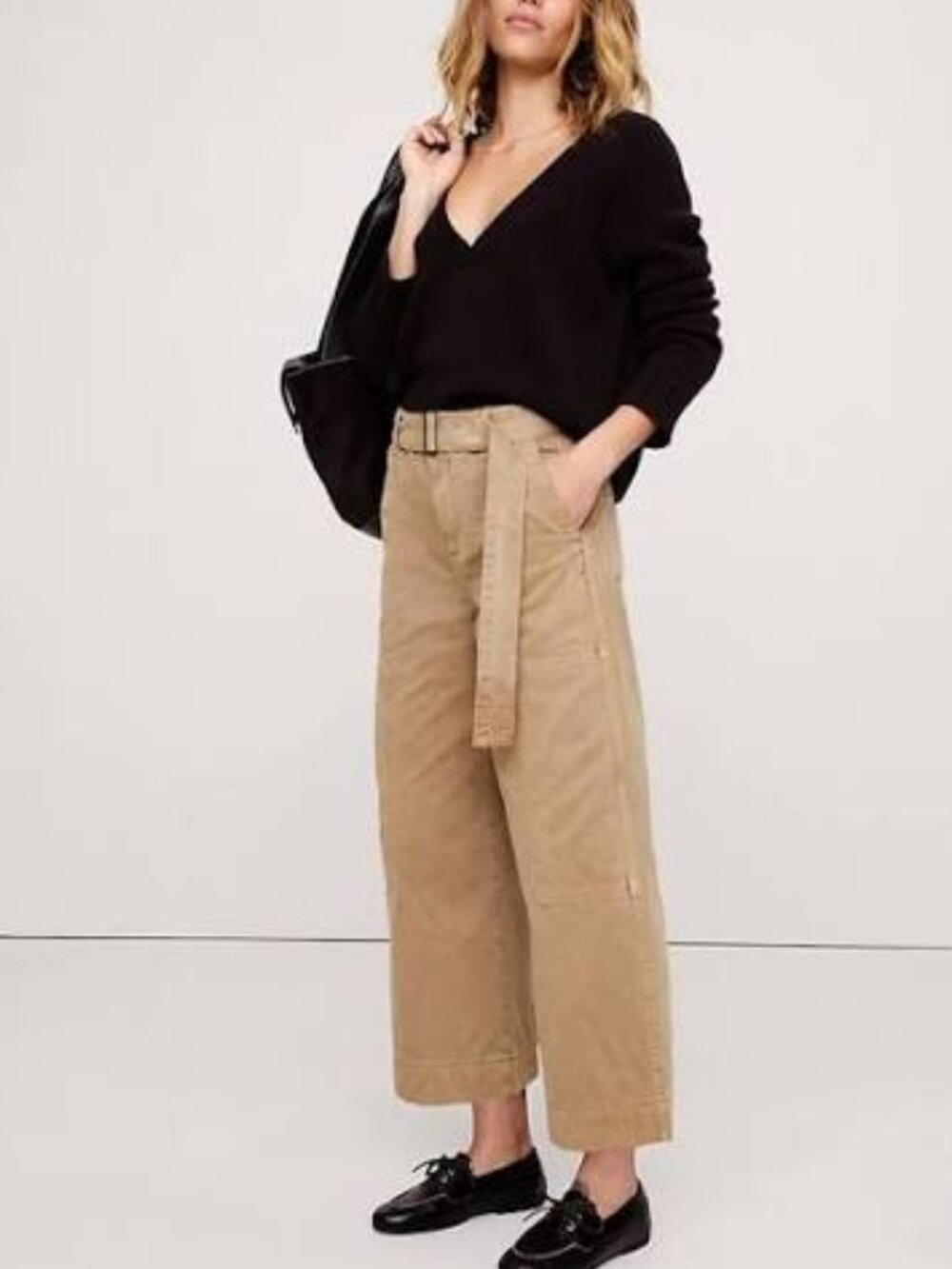Banana Republic High-Rise Wide-Leg Utility Crop Pant, Size 8